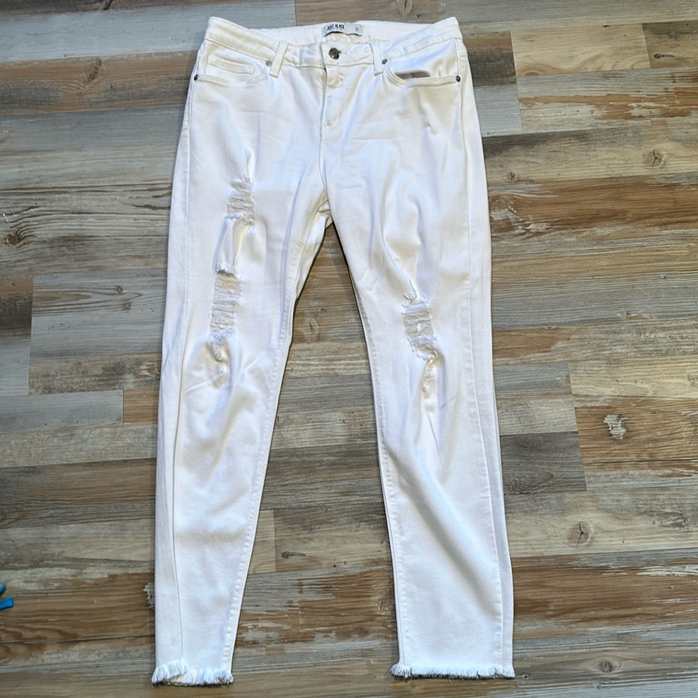 Just black white distressed jeans